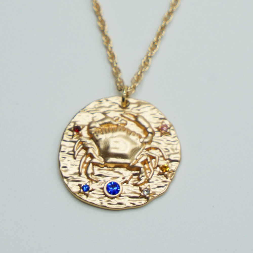 Zodiac CANCER coin necklace horoscope astrology